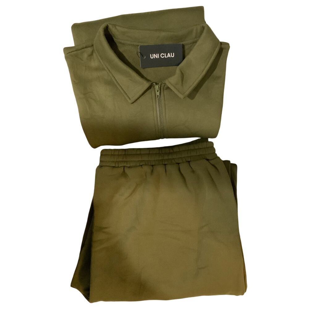UNI CLAU Olive Green 2-Piece Athleisure Set 3XL